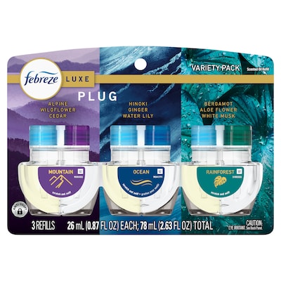 Febreze PLUG Luxe Oil Warmer Refill, Elemental Mix Scents, 0.87 oz., 3/Pack (16249)