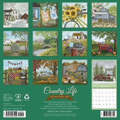 2027 Willow Creek Country Life - Artisan Series 12 x 12 Monthly Wall Calendar, Assorted Colors (65150)