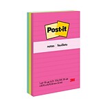 Post-it® Notes, 4 x 6, Poptimistic Collection, Lined, 100 Sheets/Pad, 3 Pads/Pack (660-3AN)