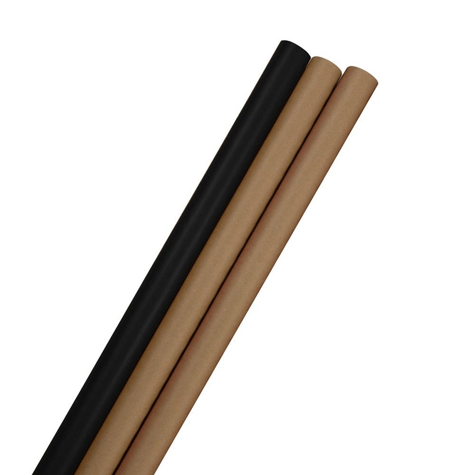 JAM Paper Wrapping Paper, 87.5 Sq Ft, Black Kraft Stripes and Solid Deluxe Set, 3 Rolls/Pack (77450121)