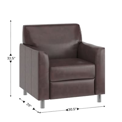 Flash Furniture Hercules Diplomat LeatherSoft Reception Chair, Brown/Chrome Legs (BT8271BNCHR)