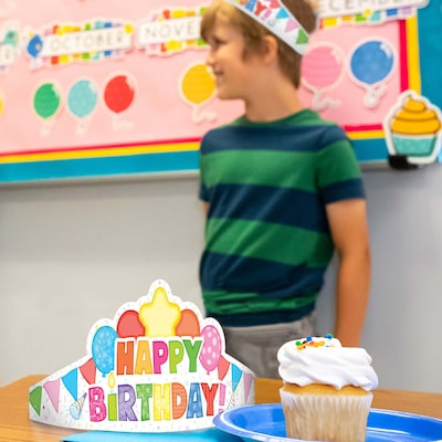 Carson Dellosa Education Happy Birthday Crowns, 14.5" x 5.12", Multicolored, 30/Pack (CD-101100)