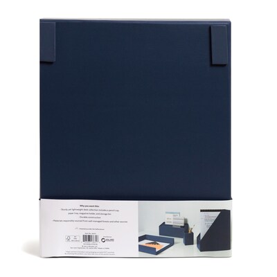 U Brands Paperboard Desk Organization Set, Solid Navy (3631U00-02)