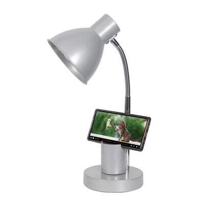 Simple Designs Sleek Essentials LED Desk Lamp, 16.22", Silver (LD1076-SLV)