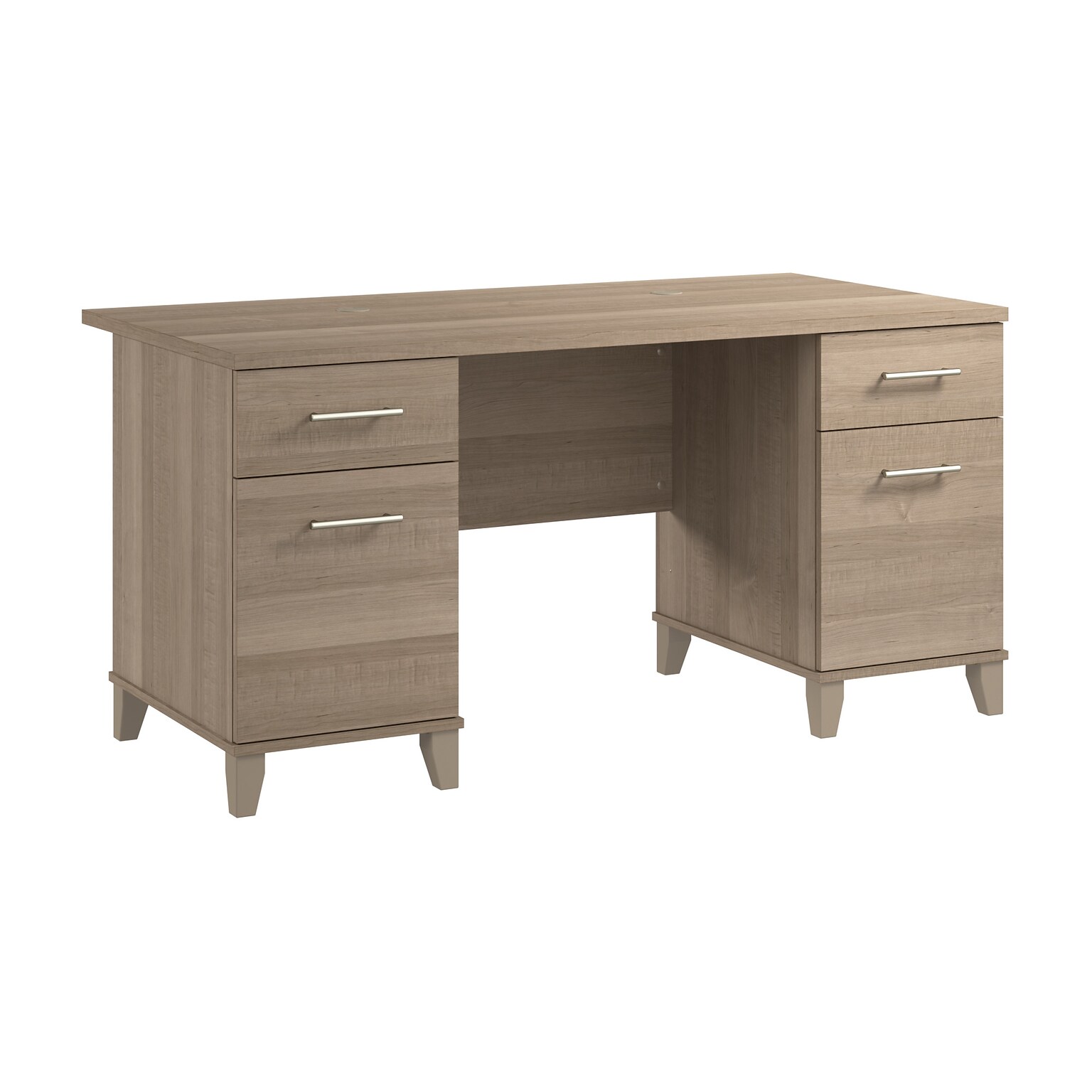 Bush Home Somerset 60W Office Computer Desk with Drawers, Ash Gray (WC81628K)