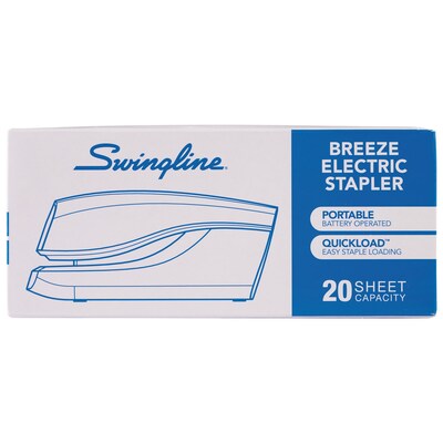 Swingline Breeze Reduced-Effort Electric Desktop Stapler, 20-Sheet Capacity, Black/White (42131/43132)