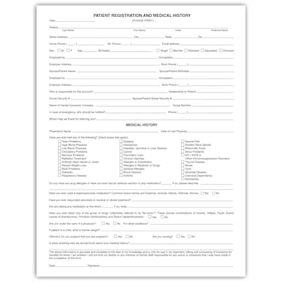 Medical Arts Press® Dental Registration and History Form; English