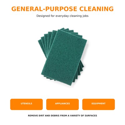 Coastwide Professional Medium Duty Scouring Pad, Green, 10/Pack