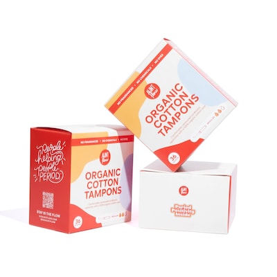 Aunt Flow Regular Absorbency Organic Cotton Tampons, Cardboard Applicator, 36/Box (TAMP-ORG-CMR-36)