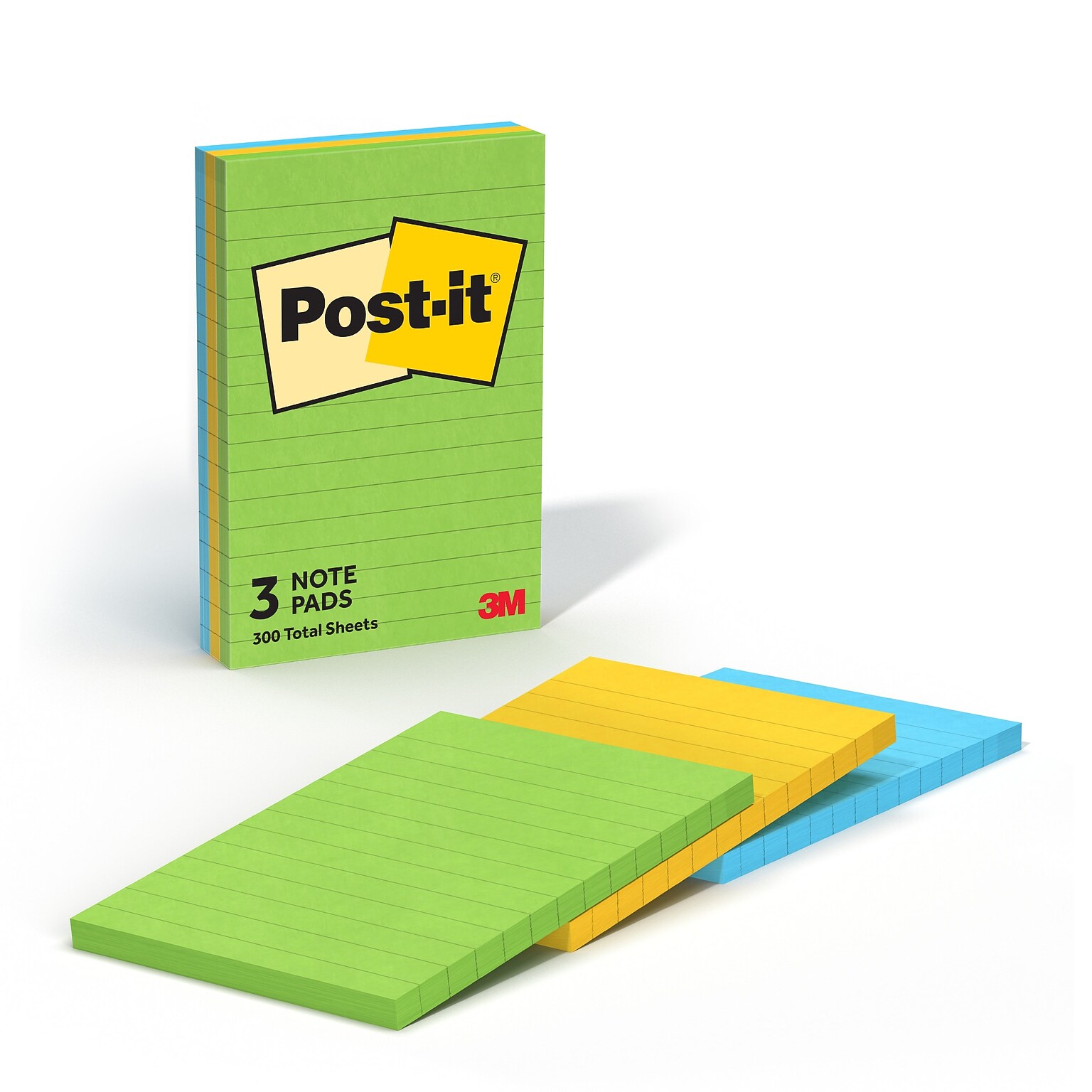 Post-it Notes, 4 x 6, Floral Fantasy Collection, Lined, 100 Sheet/Pad, 3 Pads/Pack (6603AU)