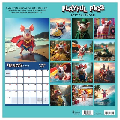 2027 TF Publishing Playful Pigs 11" x 12" Monthly Wall Calendar, Multicolored (27-1023)