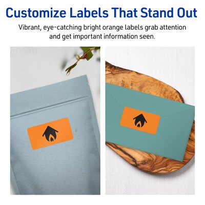 Avery Rectangle Multipurpose Labels, 1-13/16" x 2-3/16", Bright Orange, 480/Pack (94233)