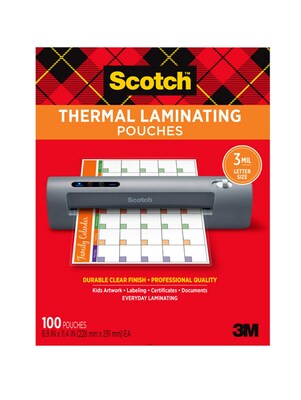 Scotch Thermal Laminating Pouches, Letter Size, 3 Mil, 100/Pack (TP3854-100)