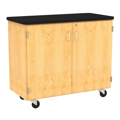 Diversified Woodcrafts 41.5" Mobile Tote Tray Storage Cabinet, Oak (4751K)