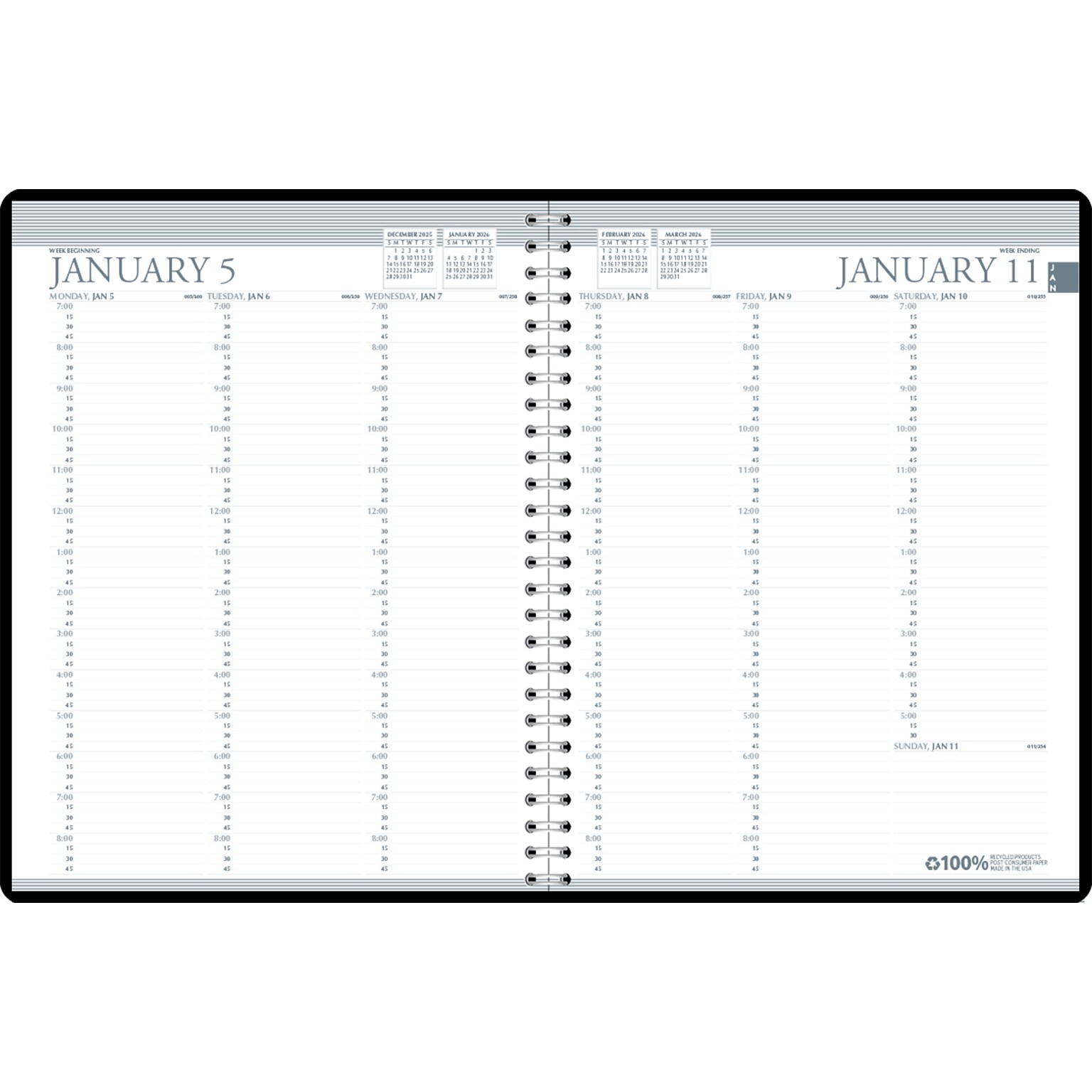 2026 House of Doolittle 8.5 x 11 Calendar Year Monthly Appointment Book, Faux Leather Cover, Black (27202-26)