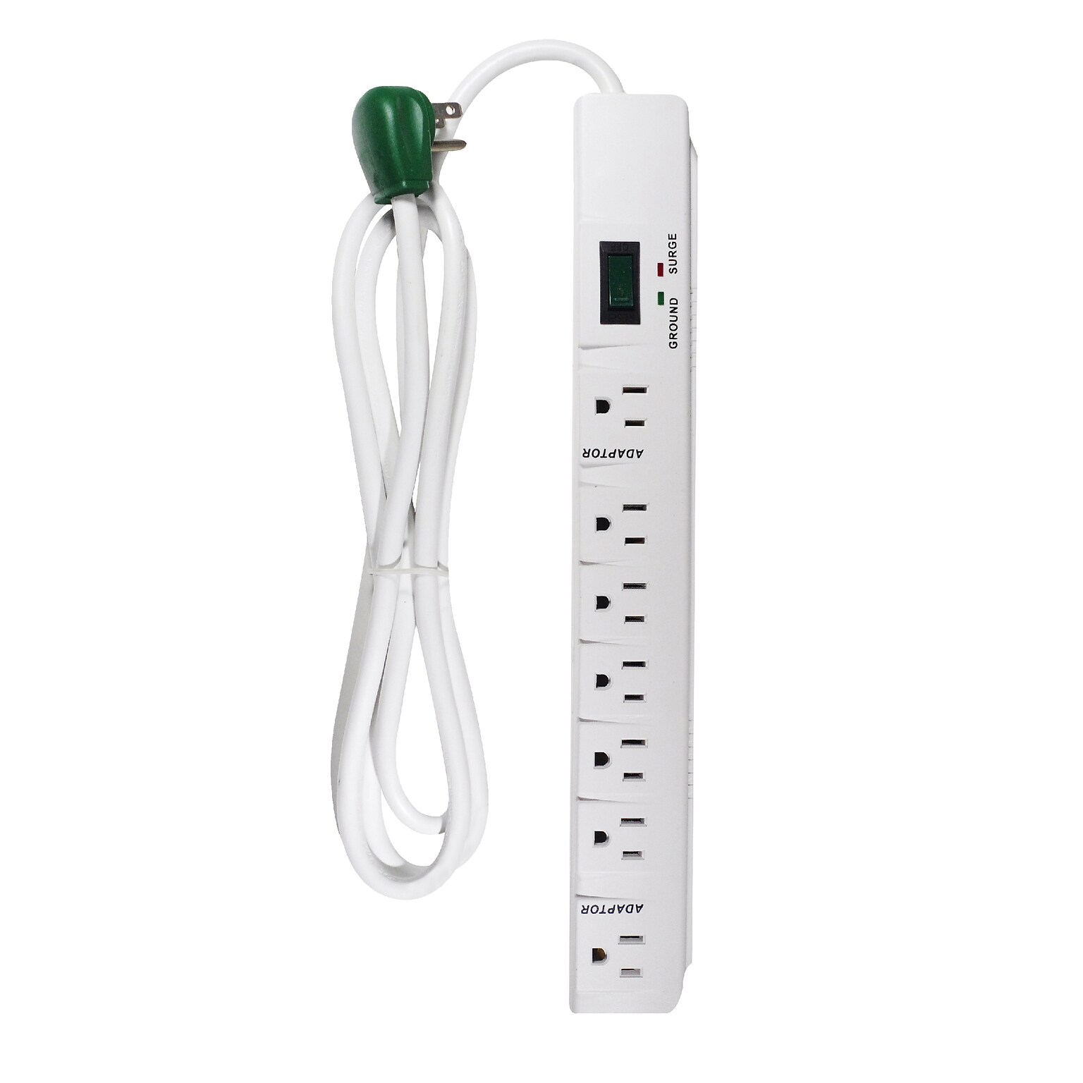 GoGreen Power 6 Metal Surge Protector, 7 Outlets, White (GG-17636)