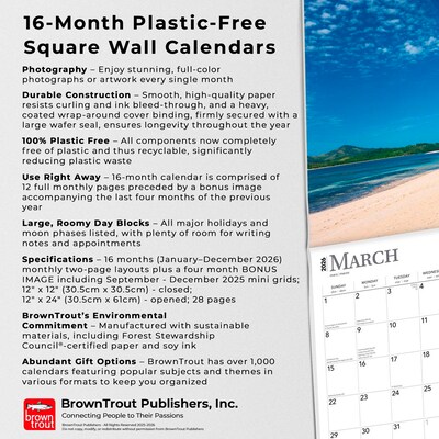 2026 BrownTrout Tropical Islands 12" x 12" Monthly Wall Calendar (9798330706006)