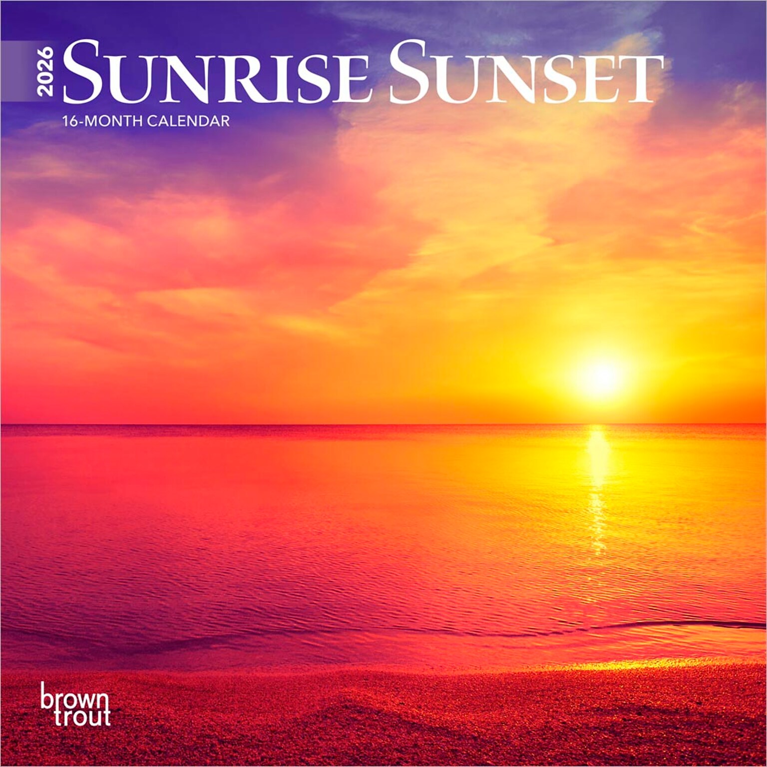 2026 BrownTrout Sunrise Sunset 7 x 7 Monthly Wall Calendar (9798330705702)