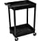 Luxor® Heavy-Duty Mobile Utility Cart; 2-shelf; Black; 37-1/2Hx24Wx18D