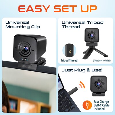 Delton HD 1080p Wireless Webcam, 2.1 Megapixels, Black (DCWC50)