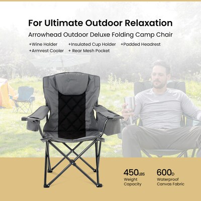Arrowhead Outdoor Quad 6-Can Armrest Outdoor Chair, Granite Gray (TSRTKKS0316U)