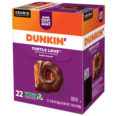 Dunkin' Turtle Love Coffee Keurig® K-Cup® Pods, Dark Roast, 22/Box (5000367615)