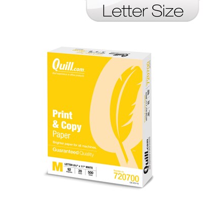Quill Brand® 8.5 x 11 Multipurpose Copy Paper,  20 lbs., 94 Brightness, 500 Sheets/Ream, 40 Carton