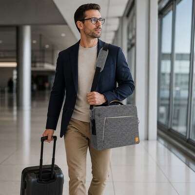 VanGoddy Laptop Messenger, Gray Nylon (LAPLEA022)