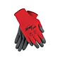 Memphis Gloves Ninja Coated Work Gloves, 100% Nylon, Knit-Wrist Cuff, Grey/Red, X-Large, 1 Pair (MPGN9680XL)