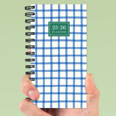 2025-2026 TF Publishing Picnic Plaid 3.5" x 6.5" Academic Year Weekly & Monthly Planner, Paperboard Cover (AY26-7506)