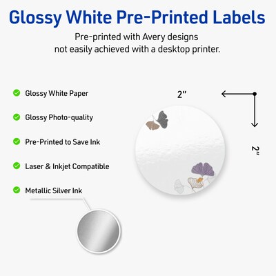Avery Laser/Inkjet Circle Multipurpose Labels, 2 Dia., White, 120/Pack (S00-F48)