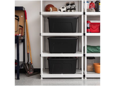 Iris Stack & Pull 72 Qt. Latch Lid Storage Bin, Black/Red, 3/Pack (580108)