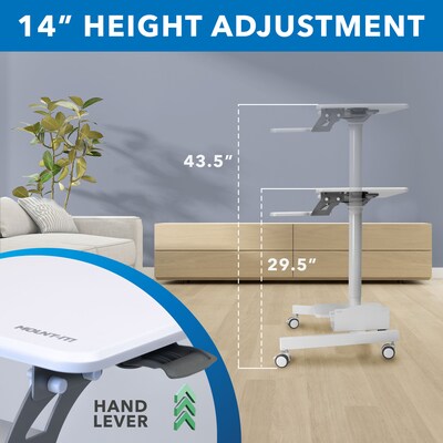 Mount-It! 28"W Adjustable Mobile Sit-Stand Computer Workstation, White (MI-7979W)