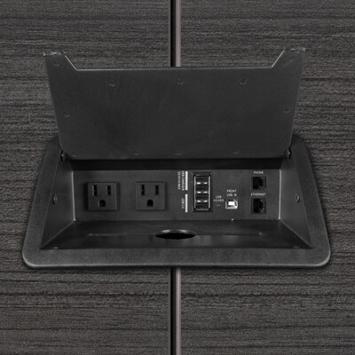 Regency Array 144"W x 48"D Conference Table with Grommet, Ash Grey/Black (ACT14448AGBK)