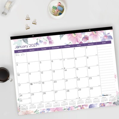 2027 Blueline Colorful Passion Floral 22" x 17" Monthly Desk Pad Calendar (C194113-27)