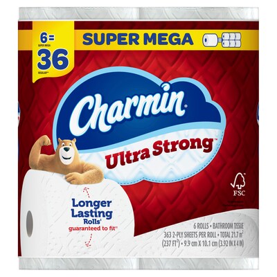 Charmin Ultra Strong Mega Roll Toilet Paper, 426 Sheets, 6 Super Mega Rolls (72695)