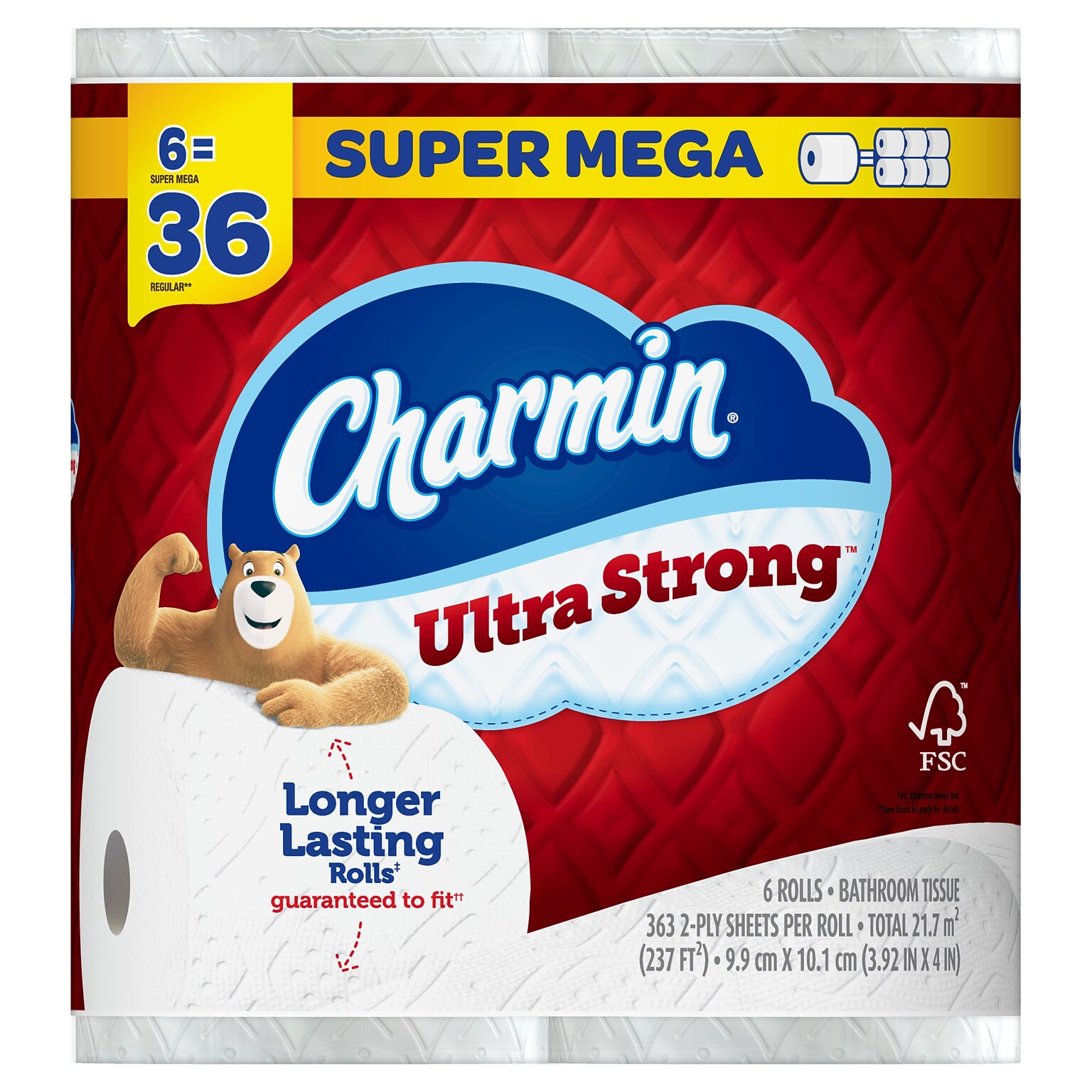 Charmin Ultra Strong Mega Roll Toilet Paper, 426 Sheets, 6 Super Mega Rolls (72695/60821)