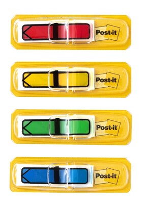Post-it® Arrow Flags, 0.47" Wide, Assorted Primary Colors, 96 Flags/Pack (684-ARR3)