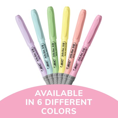 BIC Brite Liner Grip Highlighters, Chisel Tip, Assorted Colors, 6/Set, 6 Sets/Pack (GBLD36E-AST)