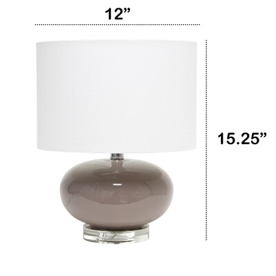 Lalia Home 15.25" Modern Ovaloid Glass Bedside Table Lamp with White Fabric Shade, Gray (LHT-3005-GY)