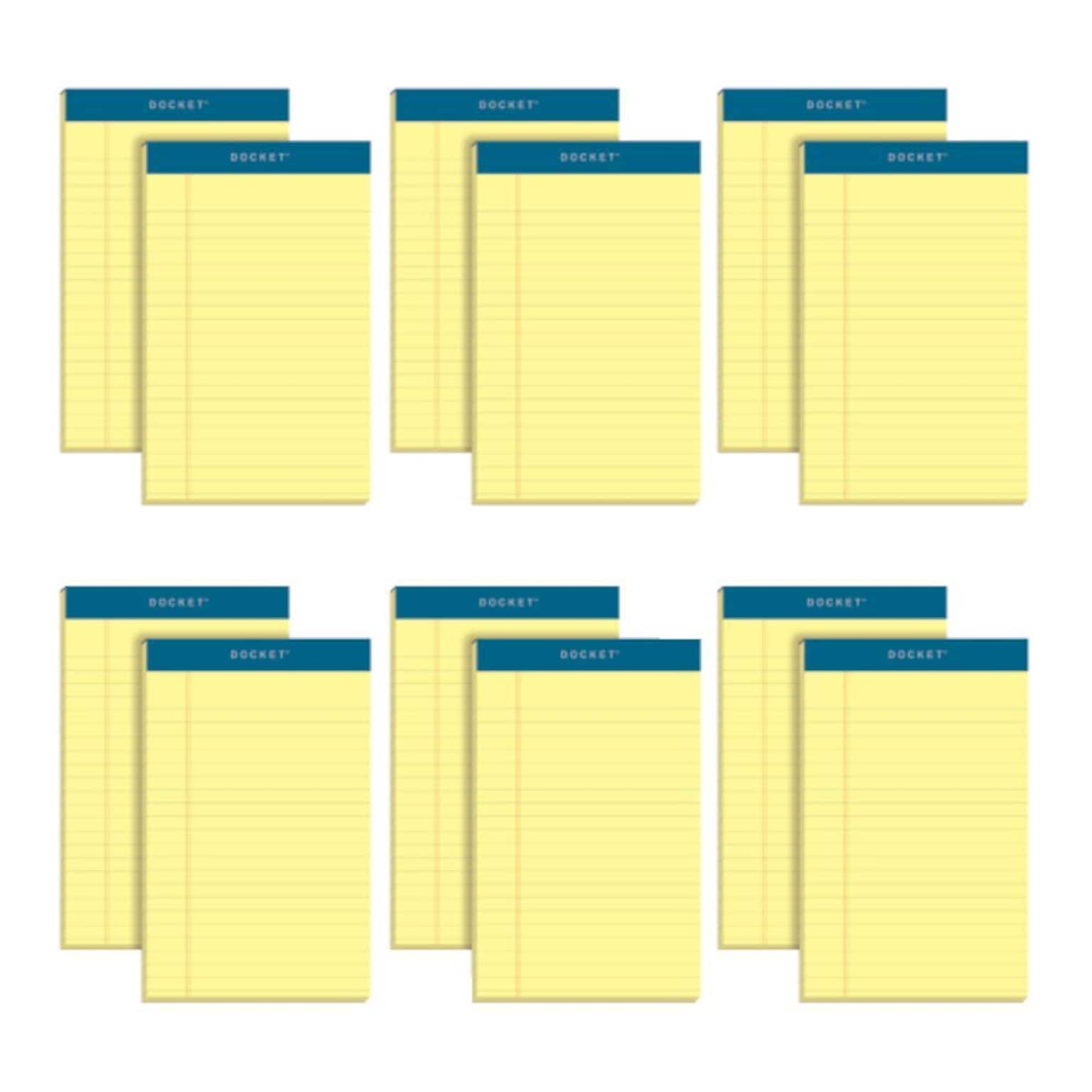 TOPS Docket Notepads, 5 x 8, Narrow Ruled, Canary, 50 Sheets/Pad, 12 Pads/Pack (TOP 63350)