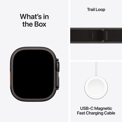 Apple Watch Ultra 3 GPS + Cellular Smartwatch, 49mm, Black Titanium Case, Black/Charcoal Trail Loop, Medium/Large (MF1H4LW/A)