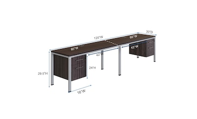 Boss Office Products Simple System 60W Desk with Pedestal, White, 2/Set (SGSD006-201-WT)