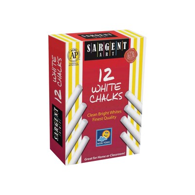 Sargent Art School Chalk, White, 12/Box (SAR662012)