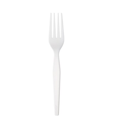 Dixie Plastic Fork, Heavy-Weight, White, 1000/Carton (FH217)