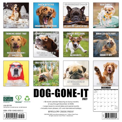 2027 Willow Creek Dog-Gone-It  12 x 12 Monthly Wall Calendar (60032)