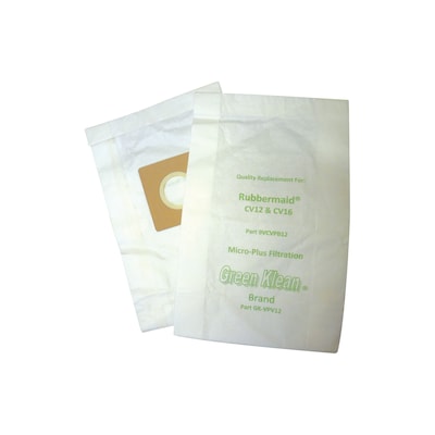 Green Klean® Replacement Vacuum Bags Fit Rubbermaid® CV12 and CV16 and 1868437 & 1868436 uprights, 10/pk