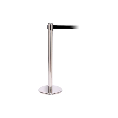 Queue Solutions Pro 250 Retractable Belt Barrier; Polished Stainless Steel, With 11 Black Belt