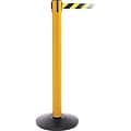 Queue Solutions Pro 300 Retractable Belt Safety Barrier; Yellow, With 15 Yellow/Black Striped Belt