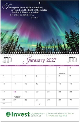 Luxe Christian Grace Spiral Wall Calendar
